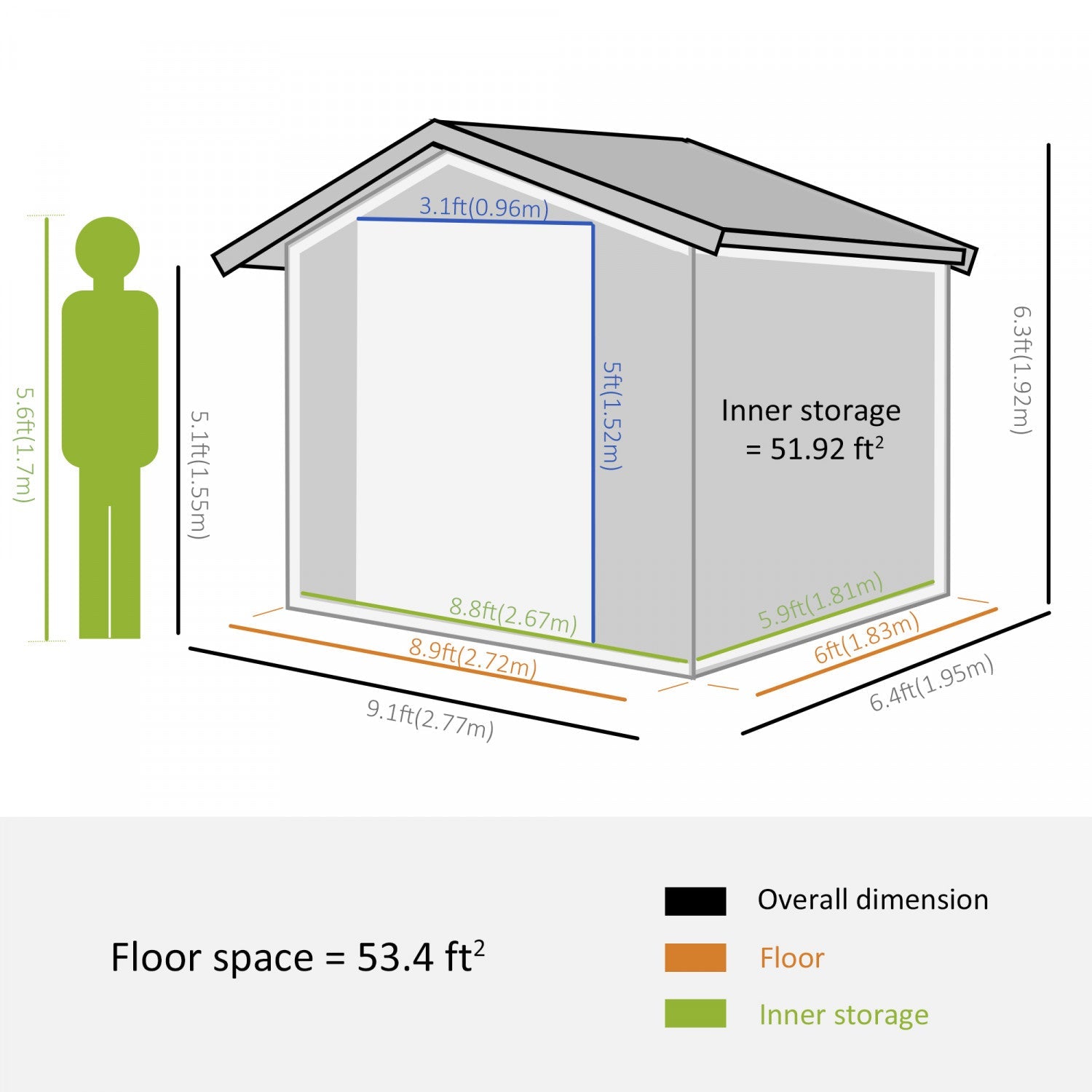 Outsunny 9' X 6' Garden Storage Shed With Floor Foundation, Metal Tool Storage House With Double Doo|Outsunny 9' X 6' Abri De Rangement En Metal Avec Double Portes Coulissantes, 4 Bouches D'aeration Po