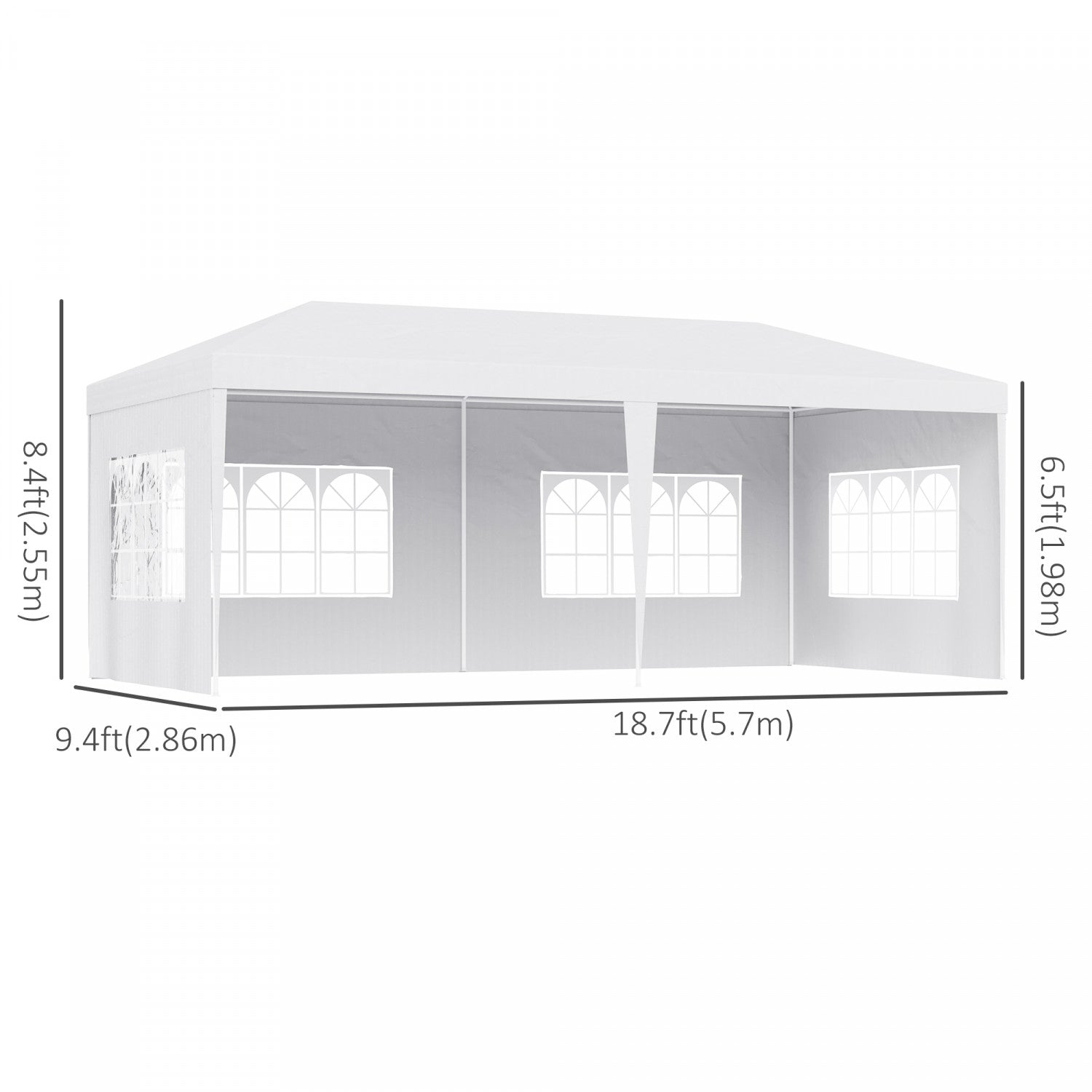 Outsunny 18.7' X 9.4' Party Tent, Portable Folding Wedding Tent, Garden Canopy Event Shelter, Outdoo|Outsunny Tente De Tonnelle De Fete 10' X 20', Tente De Mariage Pliante Portable, Abri D'evenement De