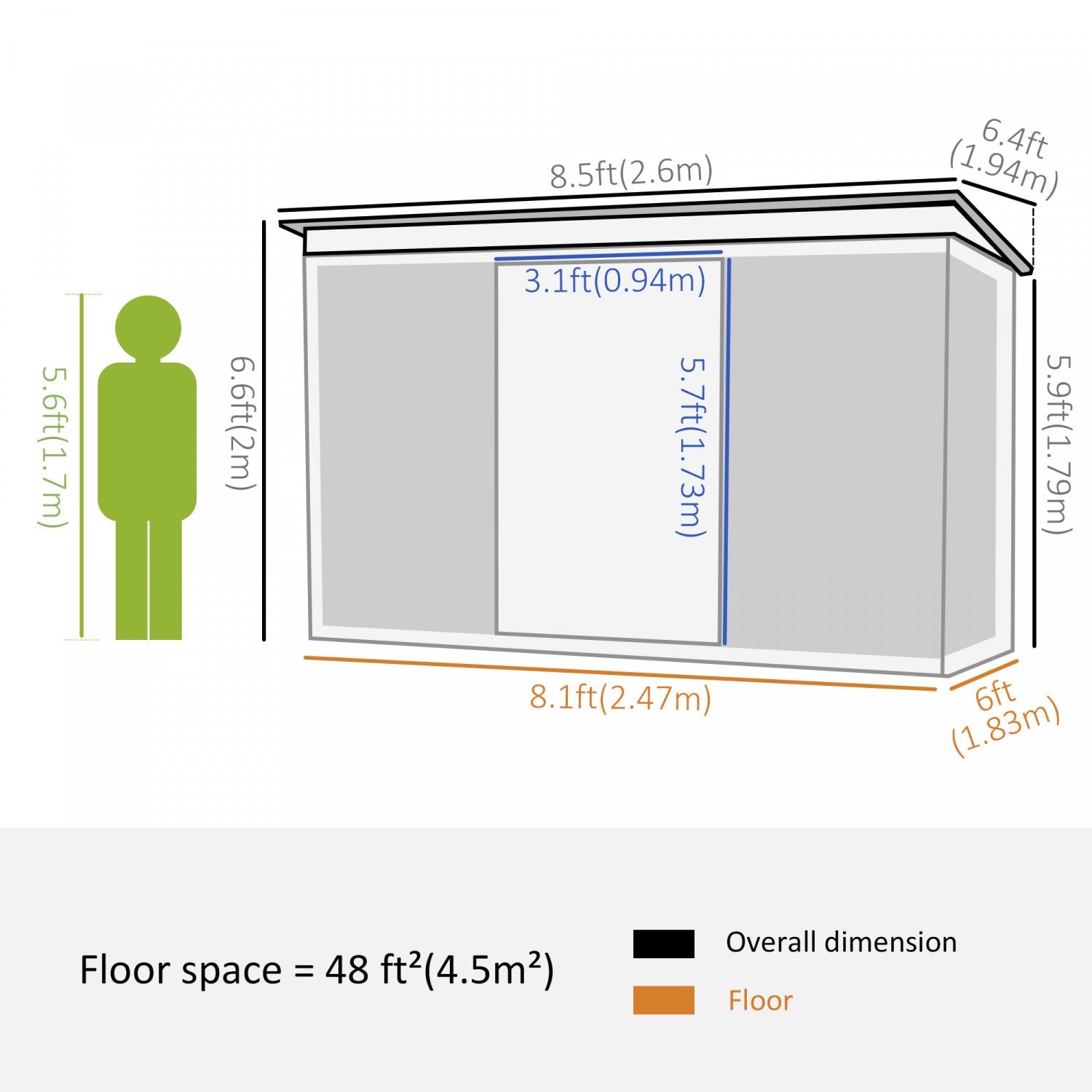 Outsunny 6' X 8.5' Garden Storage Shed, Metal Tool Storage House With Pc Boards And Double Doors For|Outsunny 6' X 8.5' Abri De Jardin Exterieur En Metal Remise Rangement Outils En Acier Gris