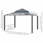 Outsunny 10' X 12' Double Roof Outdoor Gazebo With Netting & Curtains|Outsunny Gazebo Exterieur A Double Toit 10' X 12' Avec Filet Et Rideaux