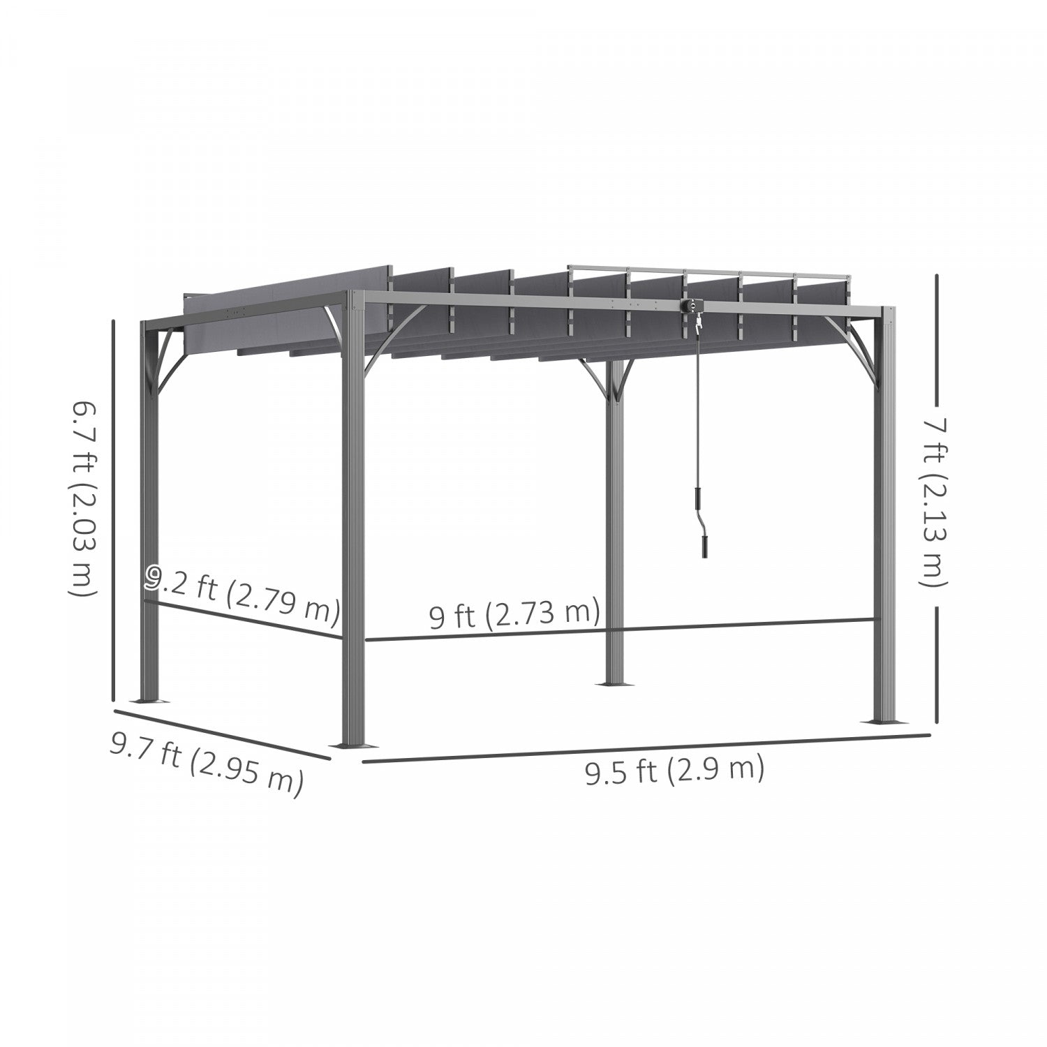 Outsunny 9.5' X 9.7' Outdoor Pergola With Retractable Roof, Aluminium Louvered Pergola Canopy, Patio|Outsunny Pergola Exterieure 9.5' X 9.7' Avec Toit Retractable, Auvent De Pergola A Persiennes En Alu