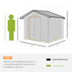 Outsunny 9' X 6' Garden Storage Shed With Floor Foundation, Metal Tool Storage House With Double Doo|Outsunny 9.1' X 6.4' X 6.3' Abri De Jardin Avec Fondation Au Sol Patio Exterieur Cour Metal Maison D