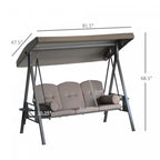 Outsunny 3 Seater Porch Swing Heavy Duty Outdoor Swing Chair Outdoor Lounge Hammock Cushioned Seat W|Outsunny 3 Places Heavy Duty Swing Chair Outdoor Lounge Hamac Coussin Siege Avec Auvent Inclinable,m