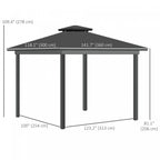 Outsunny 10' X 12' Outdoor Gazebo Canopy, Double roof Hardtop Gazebo With polycarbonate Roof, Steel |Outsunny 10' X 12' Gazebo Exterieur, Gazebo A Double Toit Rigide Avec Toit En Polycarbonate, Cadre E