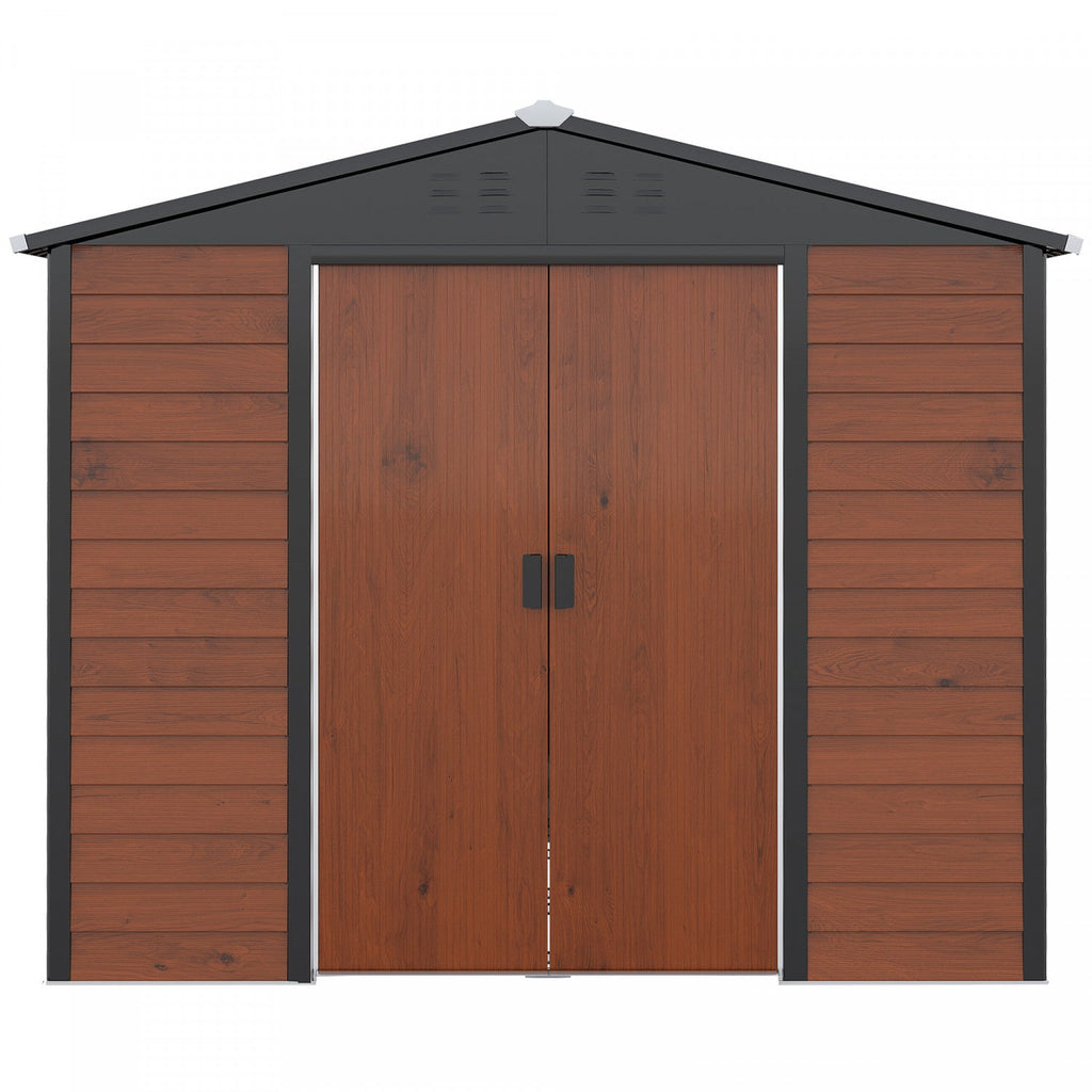 Outsunny 8' X 7' Outdoor Storage Shed, Galvanized Steel Metal Garden Shed W/ Double Sliding Lockable|Outsunny Abri De Rangement Exterieur 8'x7' En Acier Galvanise Avec Double Porte Coulissante Verrouil