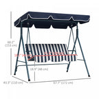 Outsunny 3-seat Patio Swing Chair With Adjustable Canopy Blue And White|Outsunny Balancoire De Patio A 3 Places Avec Auvent Reglable, Bleu Et Blanc