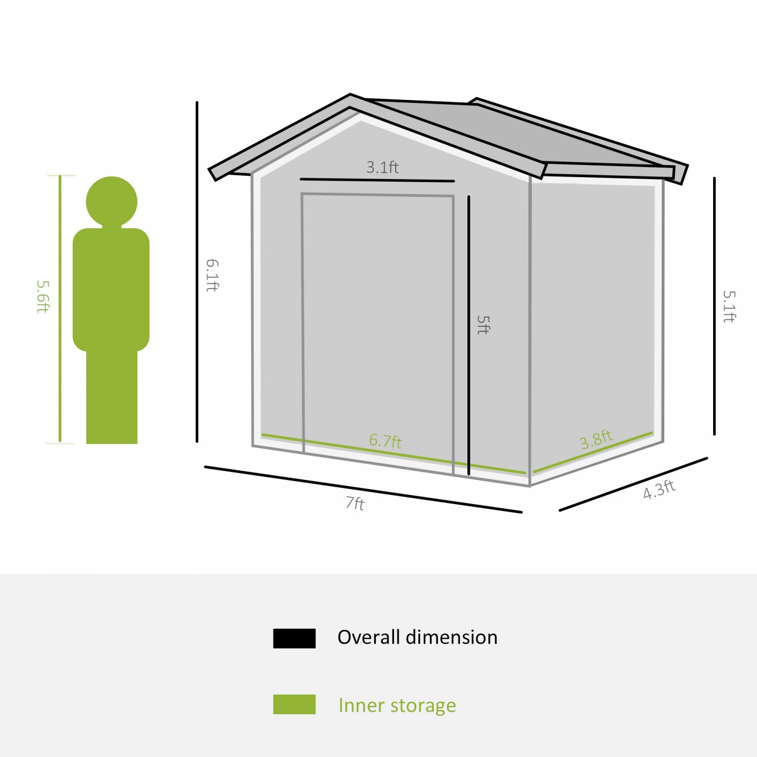 Outsunny 7' X 4' X 6' Garden Storage Shed Outdoor Patio Yard Metal Tool Storage House W/ Steel Floor|Outsunny Abri De Jardin 7' X 4' X 6' Abri De Jardin Exterieur Patio Maison De Stockage D'outils En M