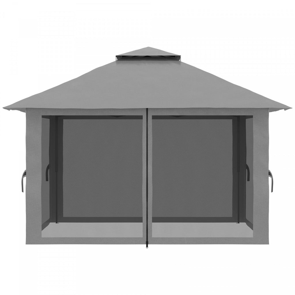 Outsunny 13' X 13' Pop Up Canopy With Mesh Sidewalls, Easy Up Canopy Tent Shelter With 2-tier Roof, |Outsunny 13' X 13' Pop Up Canopy With Mesh Sidewalls, Easy Up Canopy Tent Shelter With 2-tier Roof,
