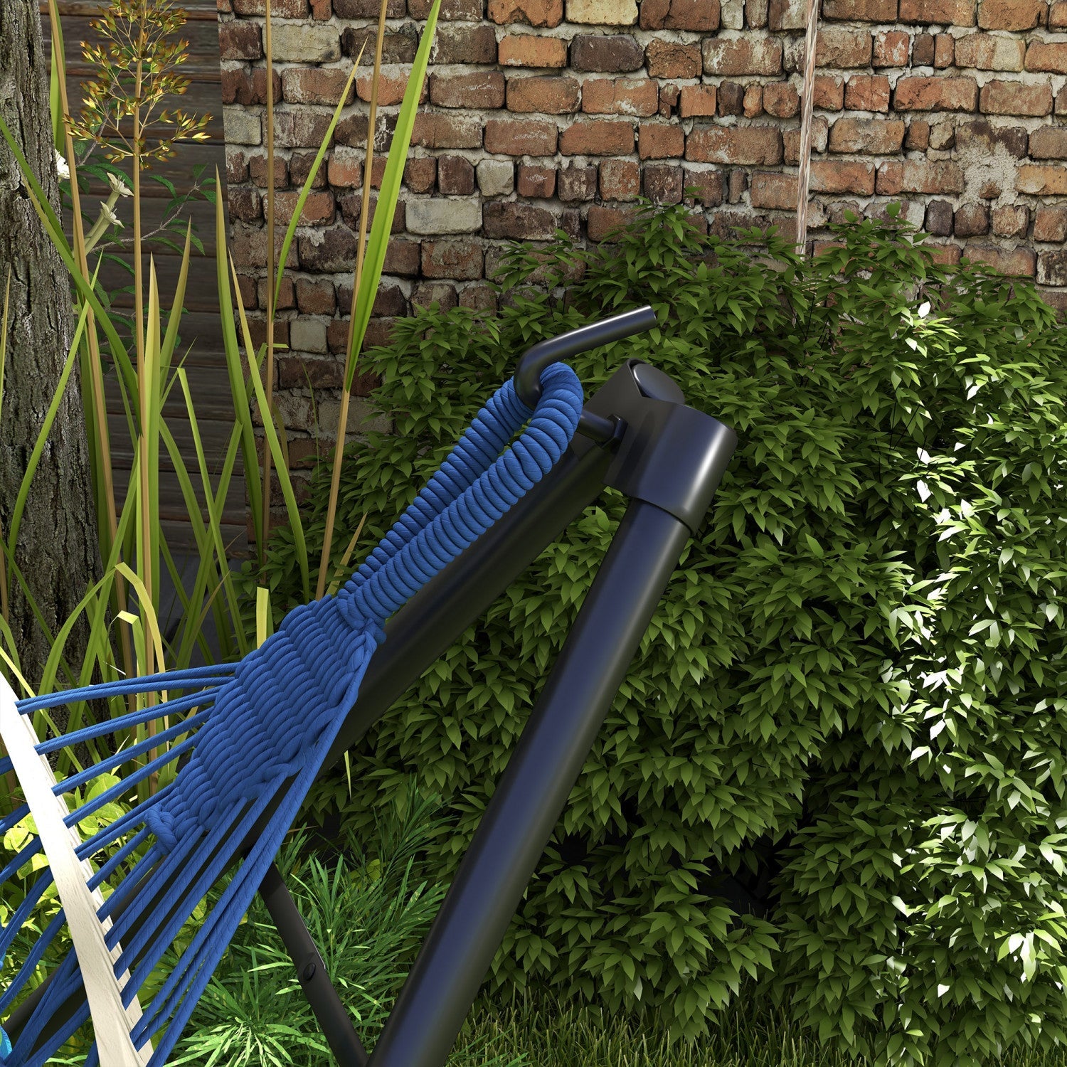 Outsunny Foldable Hammock Stand W/ Hammock, 2-in-1 Portable Hammock, Blue|Outsunny Support De Hamac Pliable Avec Hamac, Hamac Portable 2 En 1, Bleu
