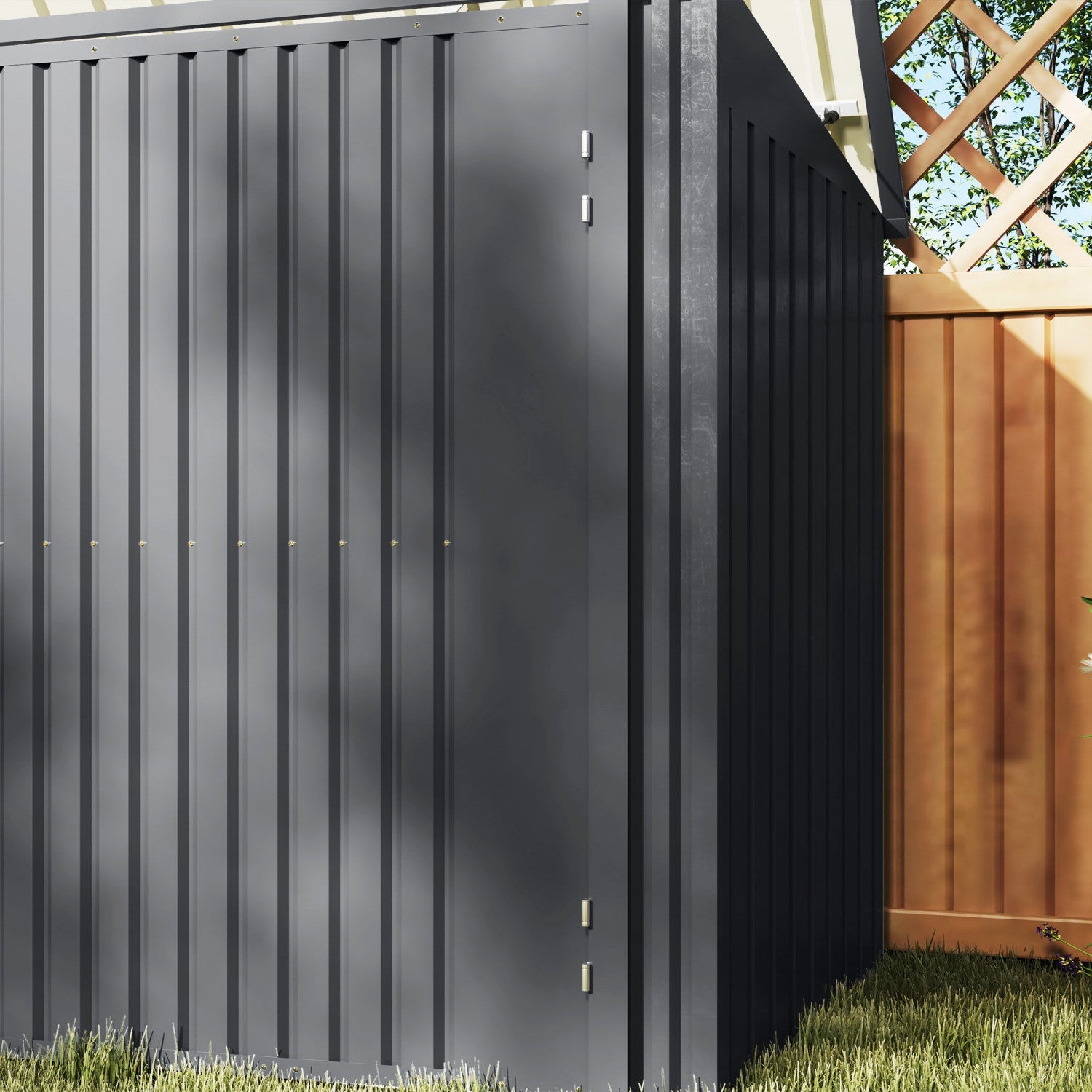 Outsunny 7.6 X 3.4ft Garbage Bin Shed With Lockable Doors And Openable Lid|Outsunny Remise A Poubelle Avec Portes Verrouillables, Couvercle Ouvrable