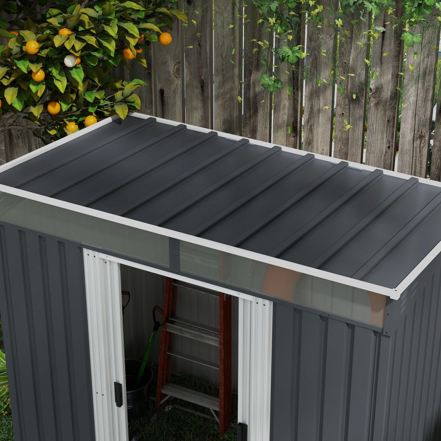 Outsunny 6.5' X 4' Outdoor Storage Shed With Floor Foundation, Lockable Metal Garden Tool Storage Ho|Outsunny 6.5' X 4' Remise De Stockage Exterieur Avec Fondation Au Sol, Organisateur De Stockage D'ou