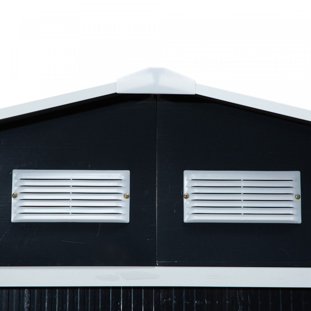 Outsunny 9' X 6' Garden Storage Shed With Floor Foundation, Metal Tool Storage House With Double Doo|Outsunny 9' X 6' Abri De Rangement En Metal Avec Double Portes Coulissantes, 4 Bouches D'aeration Po