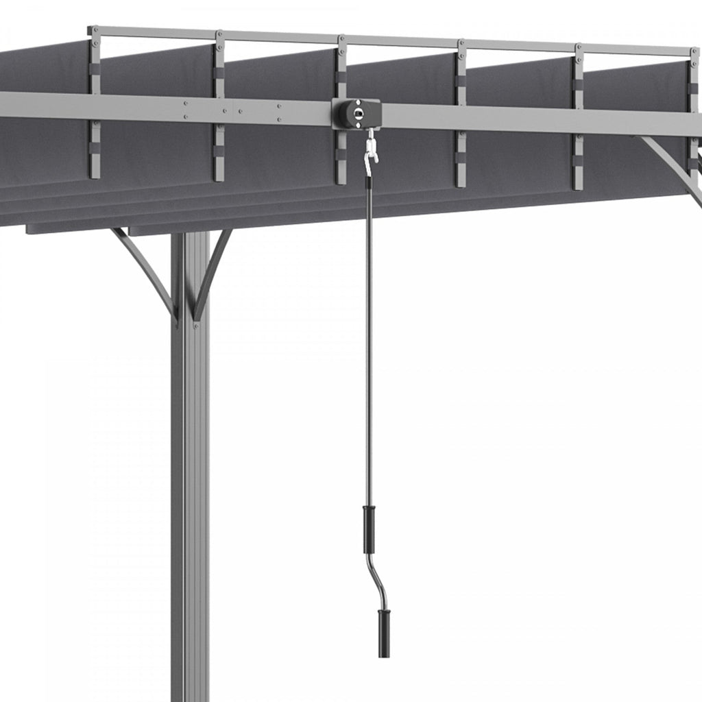 Outsunny 9.5' X 9.7' Outdoor Pergola With Retractable Roof, Aluminium Louvered Pergola Canopy, Patio|Outsunny Pergola Exterieure 9.5' X 9.7' Avec Toit Retractable, Auvent De Pergola A Persiennes En Alu