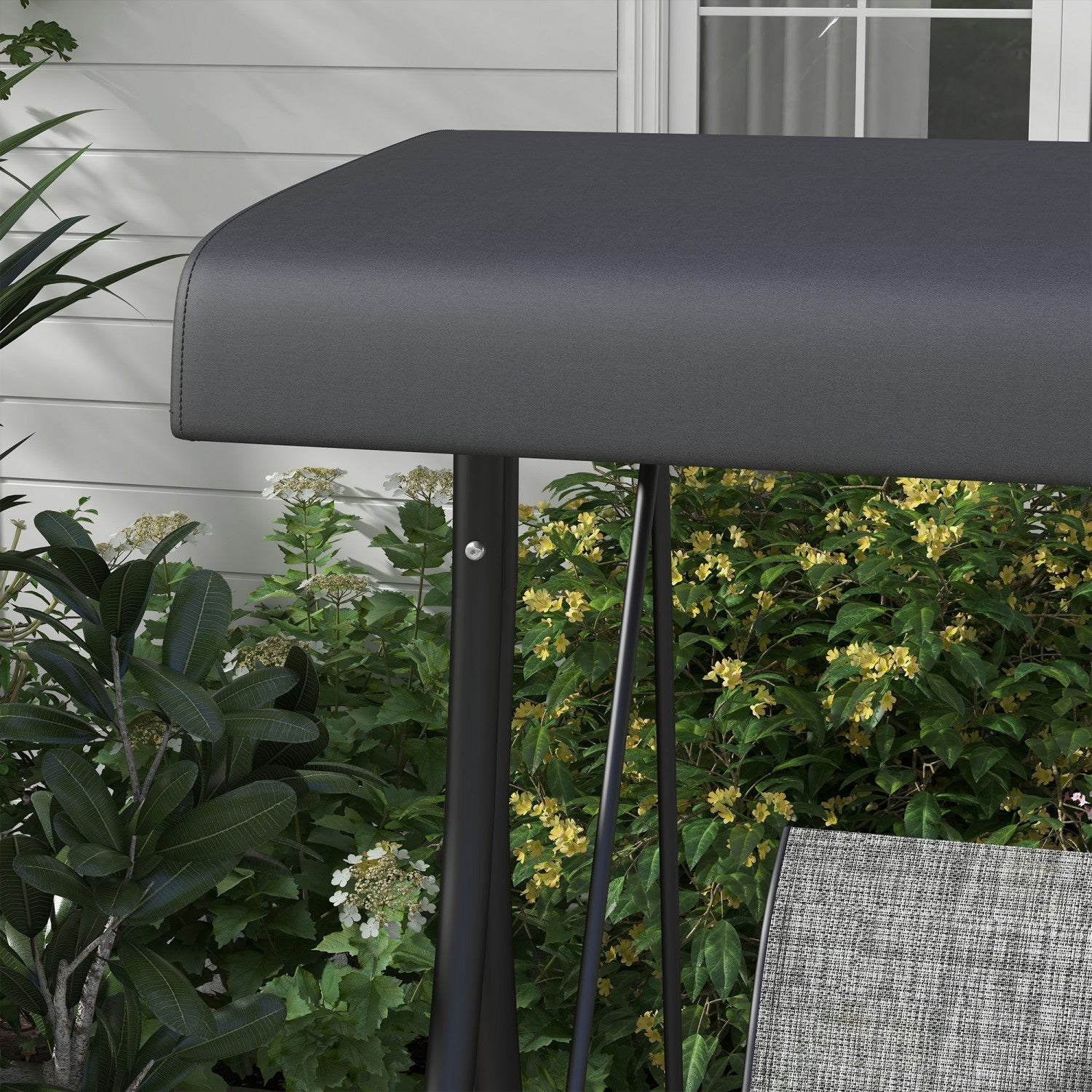 Outsunny 3 Person Outdoor Porch Swing Chair W/ Adjustable Canopy, Black|Outsunny Balancoire D'exterieur Pour 3 Personnes Avec Auvent Reglable, Noir