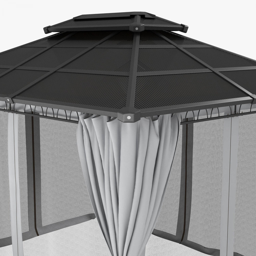 Outsunny 10' X 12' Outdoor Gazebo Canopy, Double roof Hardtop Gazebo With polycarbonate Roof, Steel |Outsunny 10' X 12' Gazebo Exterieur, Gazebo A Double Toit Rigide Avec Toit En Polycarbonate, Cadre E