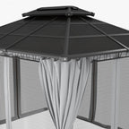 Outsunny 10' X 12' Outdoor Gazebo Canopy, Double roof Hardtop Gazebo With polycarbonate Roof, Steel |Outsunny 10' X 12' Gazebo Exterieur, Gazebo A Double Toit Rigide Avec Toit En Polycarbonate, Cadre E