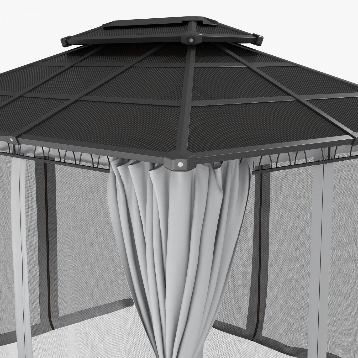 Outsunny 10' X 12' Outdoor Gazebo Canopy, Double roof Hardtop Gazebo With polycarbonate Roof, Steel |Outsunny 10' X 12' Gazebo Exterieur, Gazebo A Double Toit Rigide Avec Toit En Polycarbonate, Cadre E