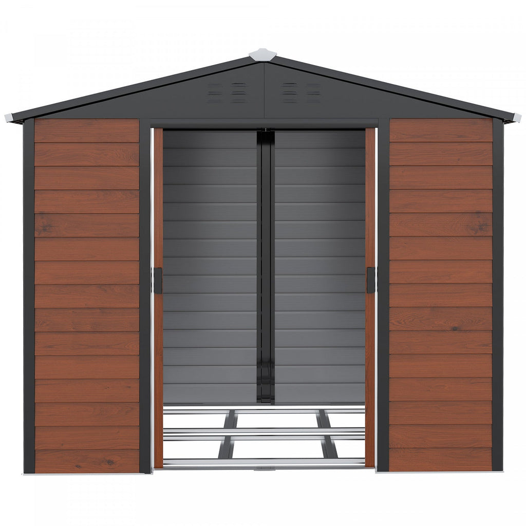 Outsunny 8' X 7' Outdoor Storage Shed, Galvanized Steel Metal Garden Shed W/ Double Sliding Lockable|Outsunny Abri De Rangement Exterieur 8'x7' En Acier Galvanise Avec Double Porte Coulissante Verrouil