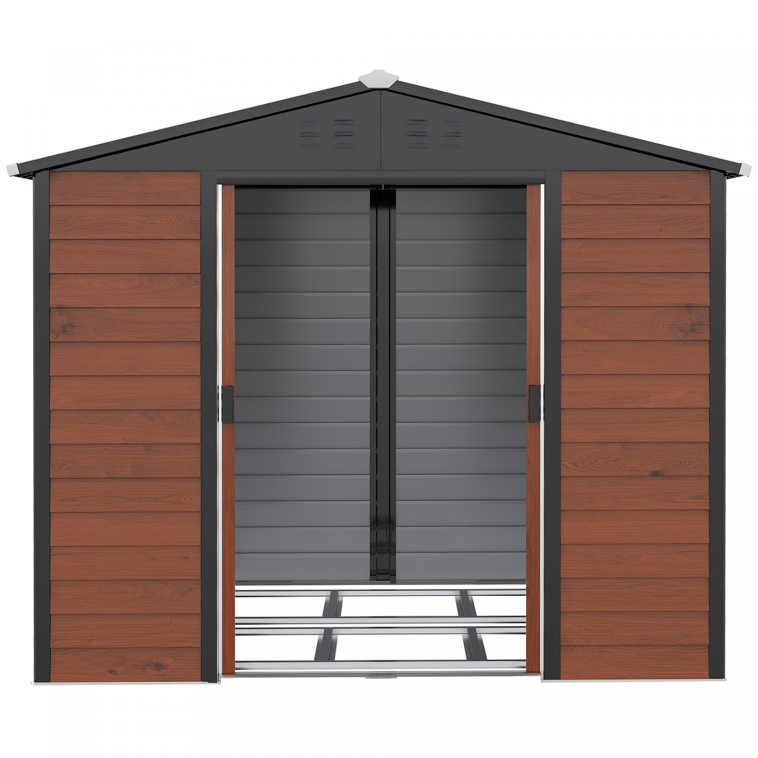Outsunny 8' X 7' Outdoor Storage Shed, Galvanized Steel Metal Garden Shed W/ Double Sliding Lockable|Outsunny Abri De Rangement Exterieur 8'x7' En Acier Galvanise Avec Double Porte Coulissante Verrouil