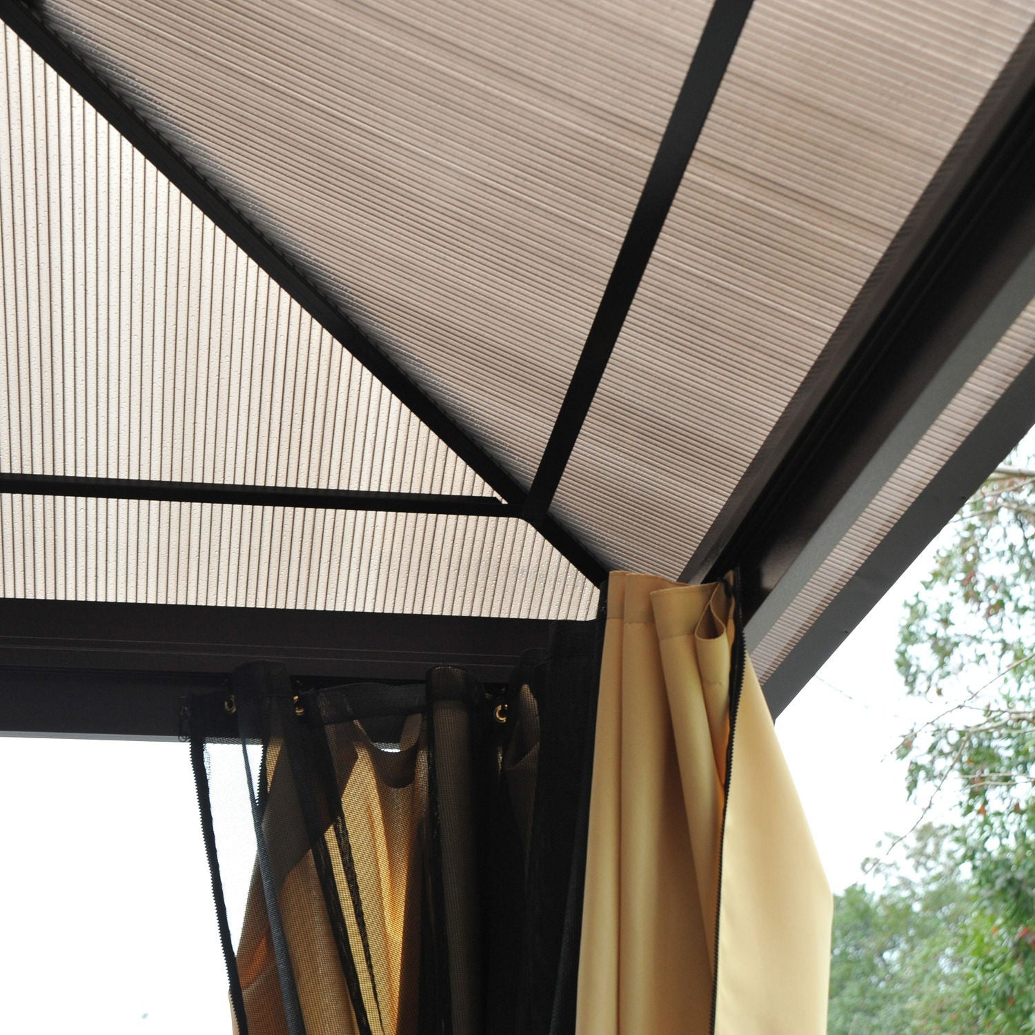 Outsunny 12' X 14' Hardtop Gazebo, Outdoor Gazebo Canopy Sun Shelter Waterproof With Aluminum Frame,|Outsunny 14'x12' Deluxe Hard Top Patio Gazebo Canopy Garden Abri En Aluminium Avec Sunshine Board, R