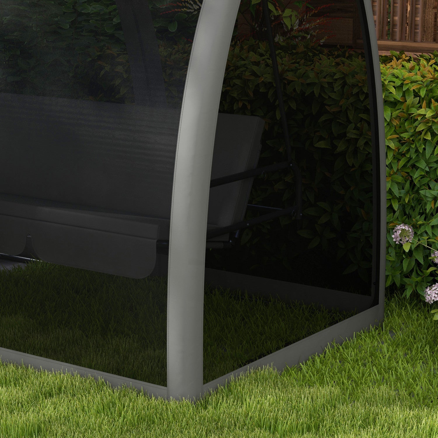 Outsunny 3-seat Outdoor Swing Chair, Chaise Lounger Bed W/ Canopy&netting|Outsunny Balancoire D'exterieur 3 Places, Balancoire De Porche, Gris