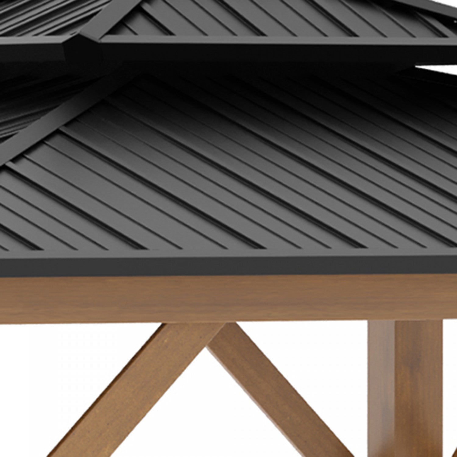 Outsunny 12' X 12' Wood Frame Hardtop Gazebo Galvanized Steel Canopy Outdoor Shelter With Double Ven|Outsunny 12' X 12' Tonnelle De Jardin A Toit Rigide Auvent Exterieur En Metal Galvanise Avec Double