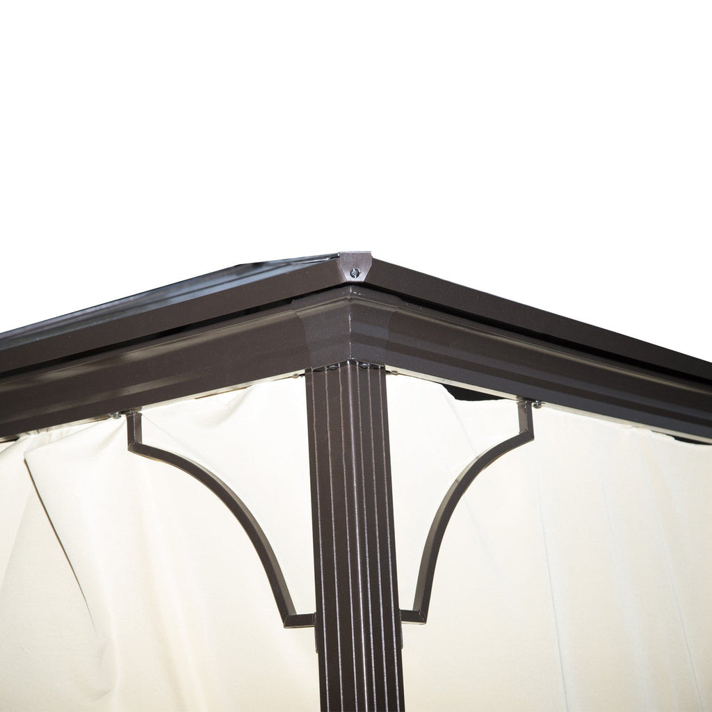 Outsunny 10' X 10' Hardtop Gazebo, Patio Gazebo Heavy Duty Sun Shade Shelter With Curtains, Aluminum|Tonnelle Pavillon De Jardin Impermeable 4 Parois Laterales Anti-uv 4 Moustiquaires Panneaux Polycarb