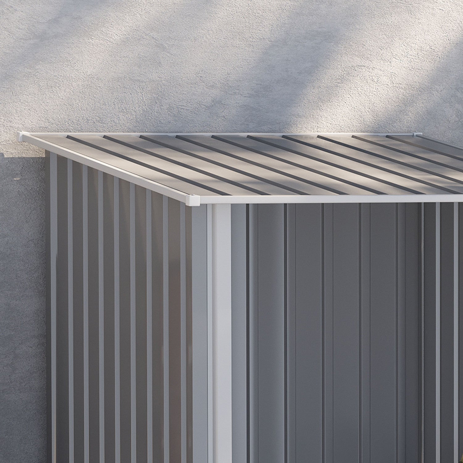 Outsunny 3.3' X 3.4' Lean-to Garden Storage Shed, Outdoor Galvanized Steel Tool House With Lockable |Outsunny 3.3' X 3.4' Abri De Jardin Avec Porte Verrouillable Gris