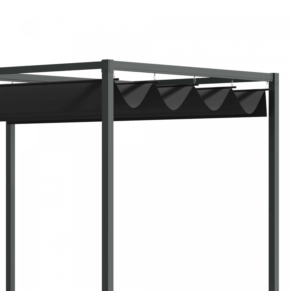Outsunny 10' X7' Patio Pergola With Retractable Canopy, Outdoor Sun Shelter, Yard Shade, Black|Outsunny 10 X 7ft Pergola Gazebo Avec Auvent Retractable Patio Exterieur Abri Soleil Jardin Tissu Re