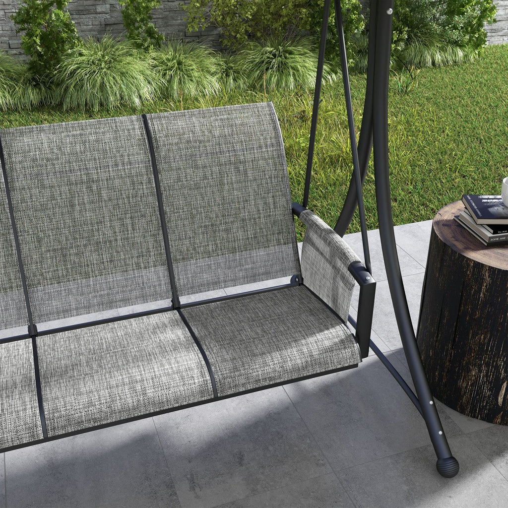 Outsunny 3 Person Outdoor Porch Swing Chair W/ Adjustable Canopy, Black|Outsunny Balancoire D'exterieur Pour 3 Personnes Avec Auvent Reglable, Noir
