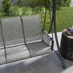 Outsunny 3 Person Outdoor Porch Swing Chair W/ Adjustable Canopy, Black|Outsunny Balancoire D'exterieur Pour 3 Personnes Avec Auvent Reglable, Noir