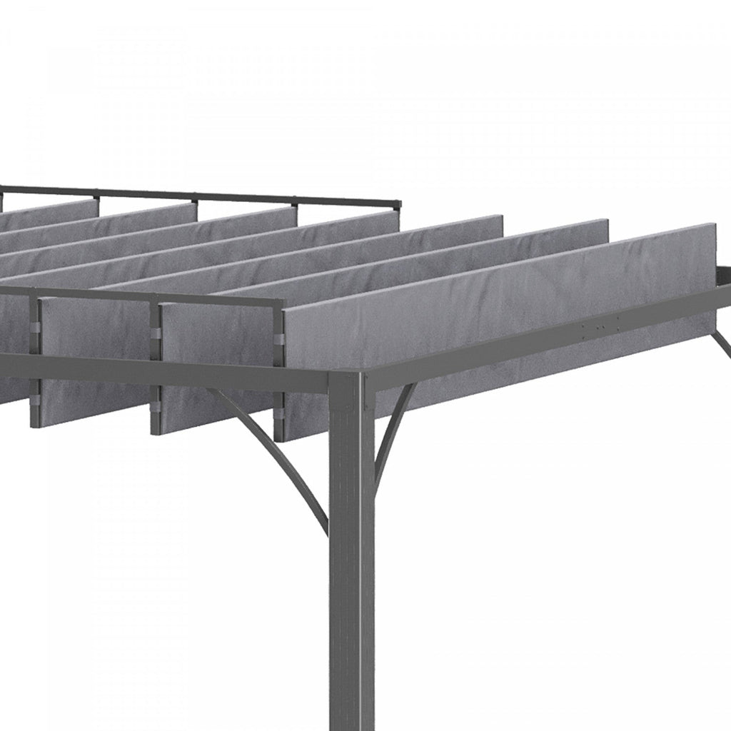 Outsunny 9.5' X 9.7' Outdoor Pergola With Retractable Roof, Aluminium Louvered Pergola Canopy, Patio|Outsunny Pergola Exterieure 9.5' X 9.7' Avec Toit Retractable, Auvent De Pergola A Persiennes En Alu