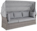Bermuda 6-Piece Canopy Outdoor Patio Conversation Set - Hand-Woven Resin Wicker, UV & Weather Resistant - Grey | Ensemble de conversation Bermuda 6 pièces avec toit pour la terrasse à l’extérieur - osier en résine tressé à la main - gris