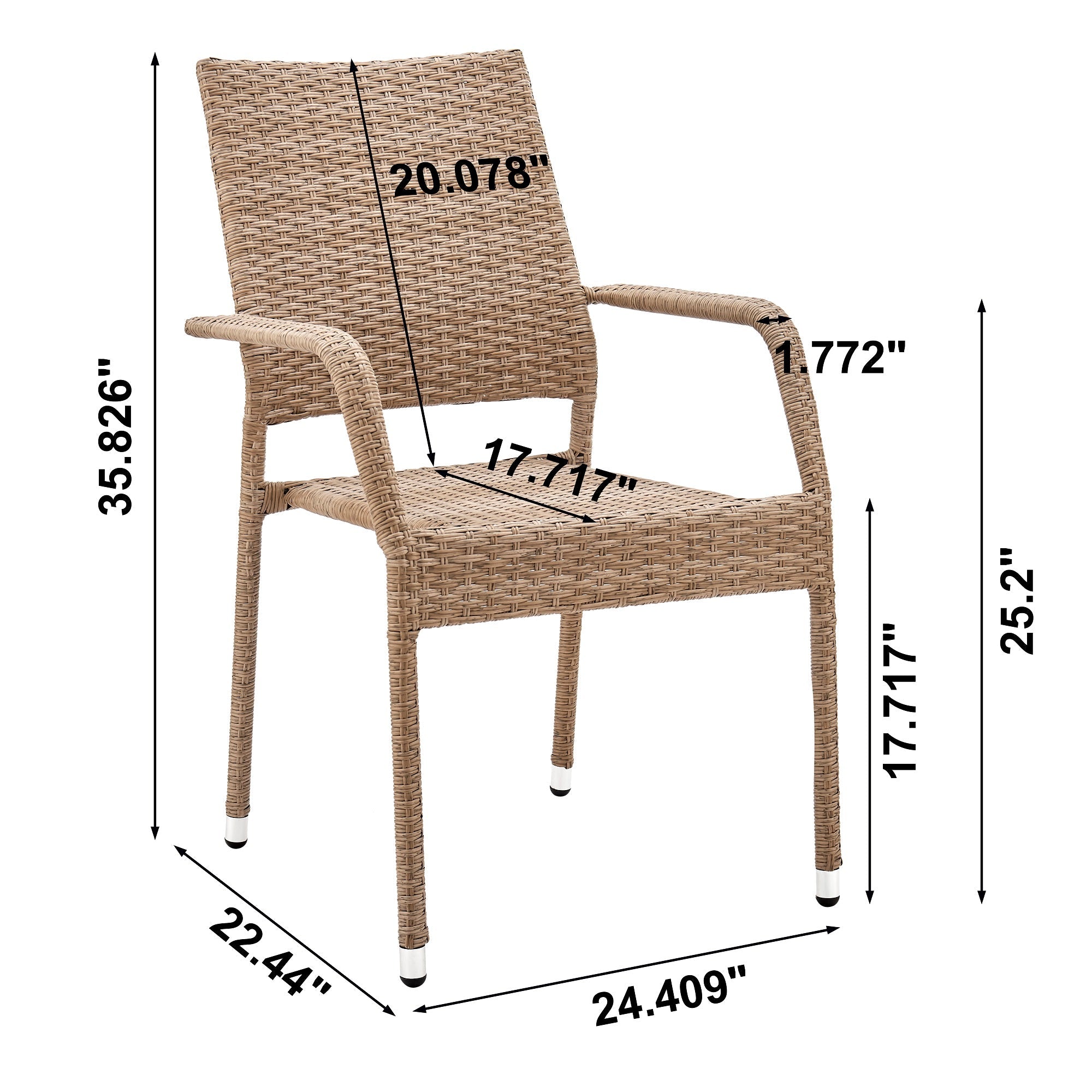 Manhattan Comfort Genoa Patio Dining Armchair - Tan Weave|Chaise de coin-repas Genoa de Manhattan Comfort pour la terrasse - tressage tan