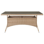 Manhattan Comfort Genoa Patio Dining Table with Glass Top - Natural Tan Weave|Table de coin-repas Genoa de Manhattan Comfort avec dessus en verre pour la terrasse - tressage tan naturel