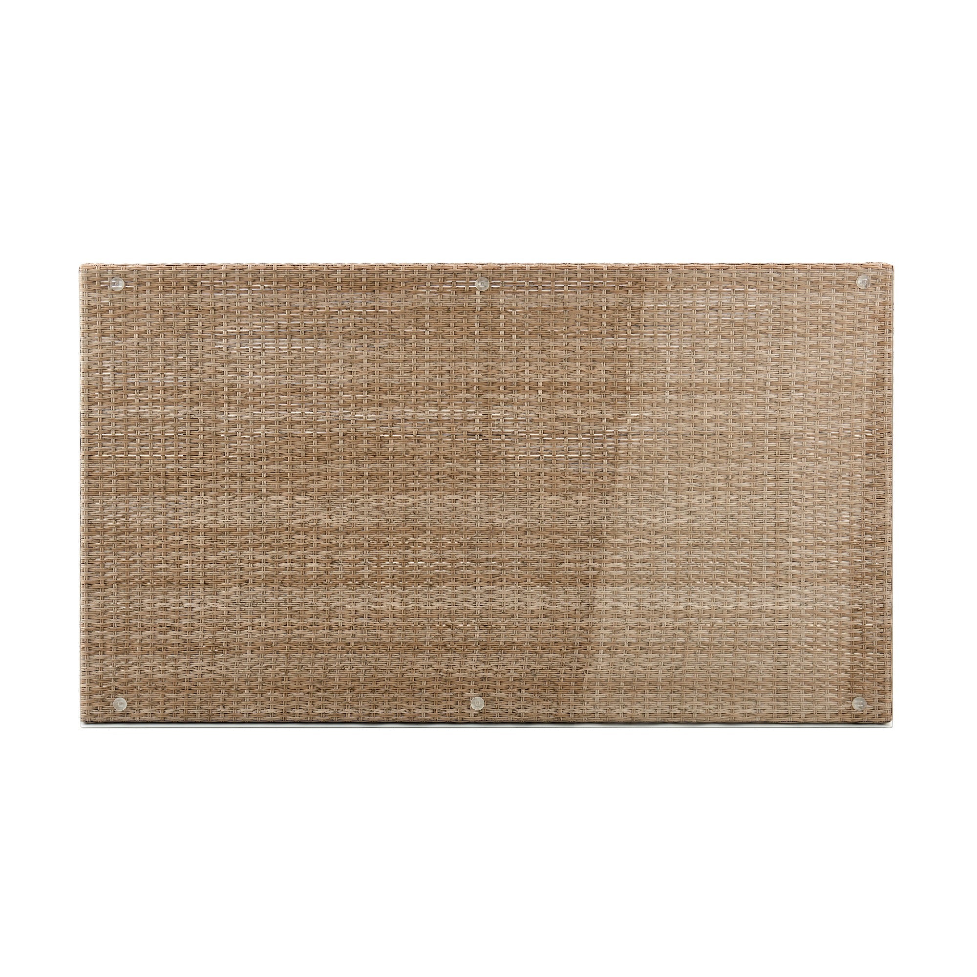 Manhattan Comfort Genoa Patio Dining Table with Glass Top - Natural Tan Weave|Table de coin-repas Genoa de Manhattan Comfort avec dessus en verre pour la terrasse - tressage tan naturel