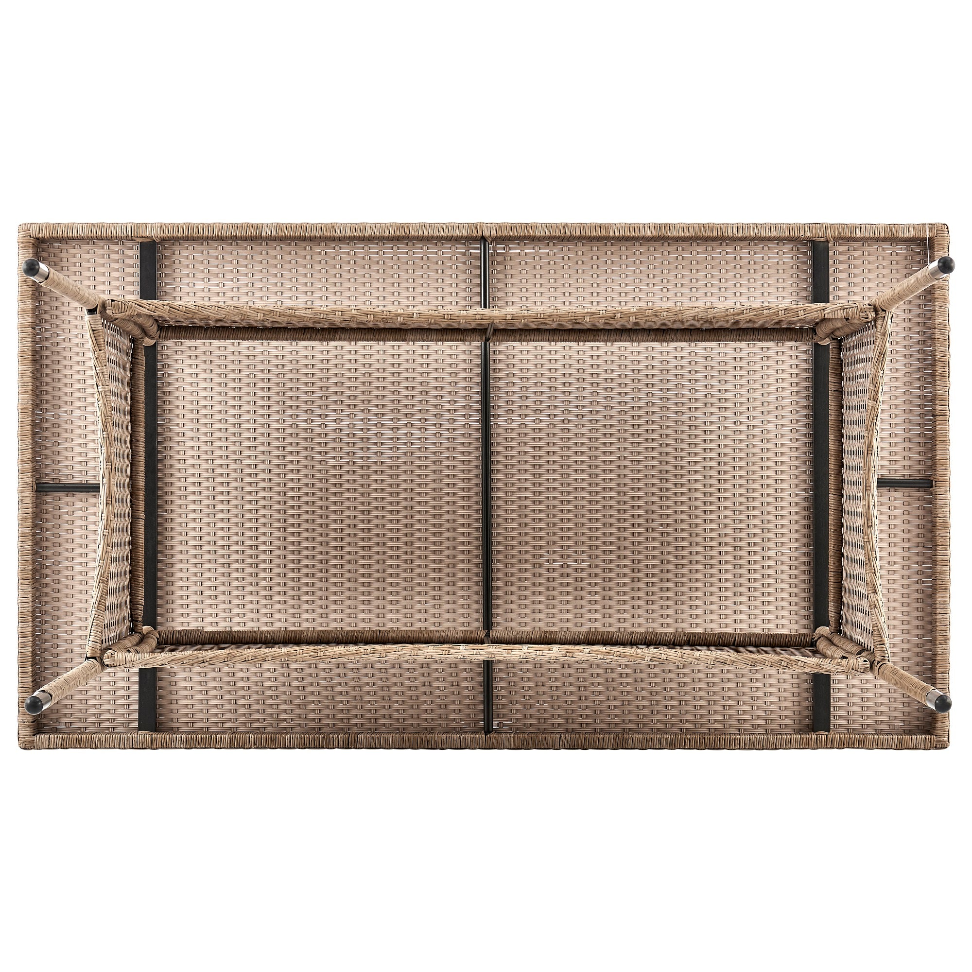 Manhattan Comfort Genoa Patio Dining Table with Glass Top - Natural Tan Weave|Table de coin-repas Genoa de Manhattan Comfort avec dessus en verre pour la terrasse - tressage tan naturel