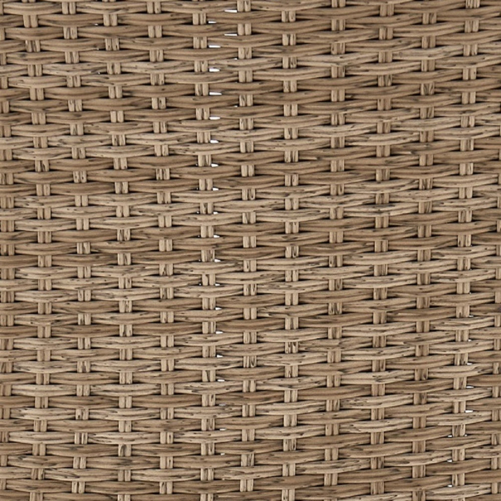 Manhattan Comfort Genoa Patio Dining Table with Glass Top - Natural Tan Weave|Table de coin-repas Genoa de Manhattan Comfort avec dessus en verre pour la terrasse - tressage tan naturel