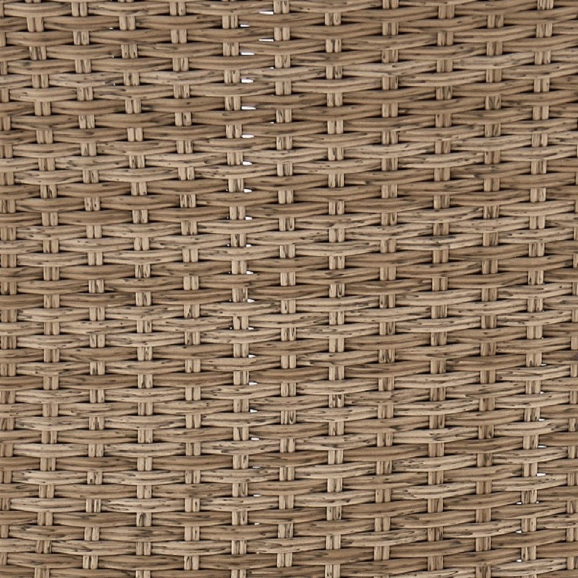 Manhattan Comfort Genoa Patio Dining Table with Glass Top - Natural Tan Weave|Table de coin-repas Genoa de Manhattan Comfort avec dessus en verre pour la terrasse - tressage tan naturel