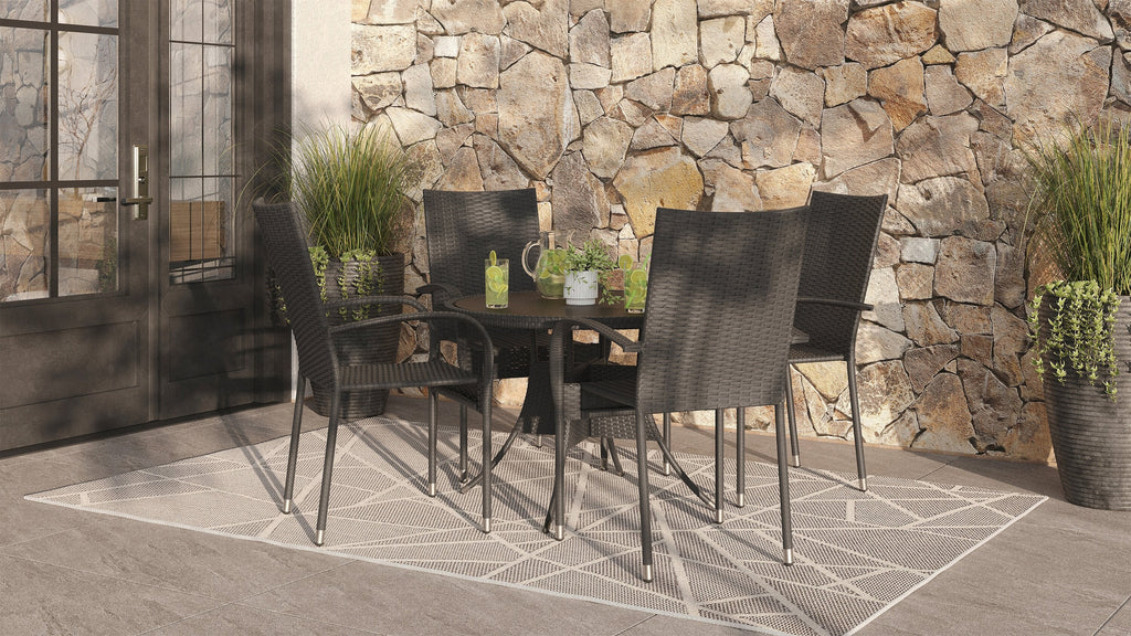 Arizona Outdoor Patio Chair - Hand-Woven Resin Wicker, UV & Weather Resistant - Black | Chaise Arizona pour la terrasse à l’extérieur - osier en résine tressé à la main, résistante aux rayons UV et aux intempéries - noire