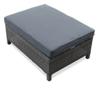 Athens 3-Piece Outdoor Patio Conversation Set with Sofa, Ottoman & Glass Top Coffee Table - Hand-Woven Resin Wicker, UV & Weather Resistant - Grey| Ensemble de conversation Athens 3 pièces pour la terrasse - Dark Grey | AT4G3SET