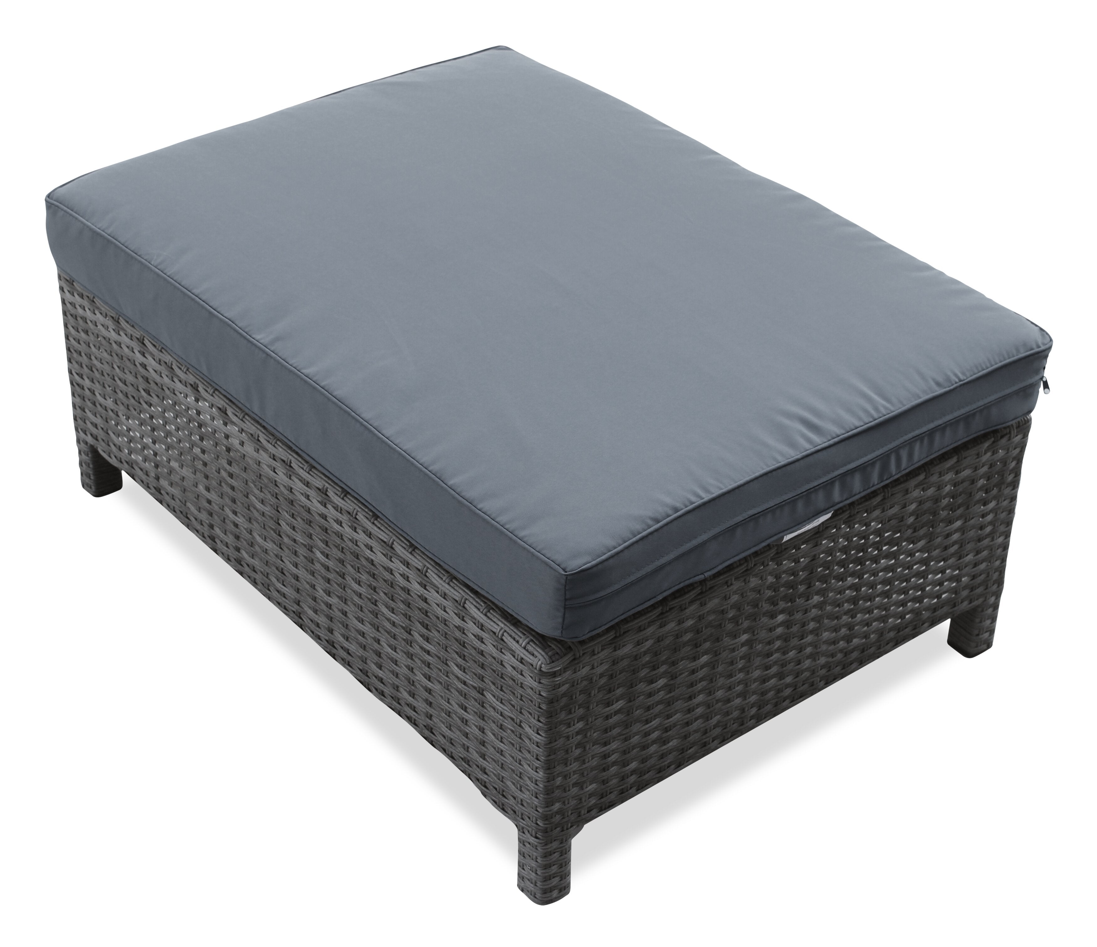 Athens 3-Piece Outdoor Patio Conversation Set with Sofa, Ottoman & Glass Top Coffee Table - Hand-Woven Resin Wicker, UV & Weather Resistant - Grey| Ensemble de conversation Athens 3 pièces pour la terrasse - Dark Grey | AT4G3SET