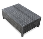 Athens 3-Piece Outdoor Patio Conversation Set with Sofa, Ottoman & Glass Top Coffee Table - Hand-Woven Resin Wicker, UV & Weather Resistant - Grey| Ensemble de conversation Athens 3 pièces pour la terrasse - Dark Grey | AT4G3SET