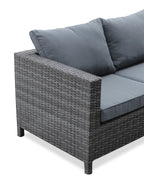 Athens 3-Piece Outdoor Patio Conversation Set with Sofa, Ottoman & Glass Top Coffee Table - Hand-Woven Resin Wicker, UV & Weather Resistant - Grey| Ensemble de conversation Athens 3 pièces pour la terrasse - Dark Grey | AT4G3SET