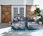 Athens 3-Piece Outdoor Patio Conversation Set with Sofa, Ottoman & Glass Top Coffee Table - Hand-Woven Resin Wicker, UV & Weather Resistant - Grey| Ensemble de conversation Athens 3 pièces pour la terrasse - Dark Grey | AT4G3SET