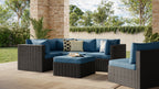 Barbados 6-Piece Patio Set with Ottoman – Blue  | Ensemble Barbados 6 pièces pour la terrasse avec pouf - bleu