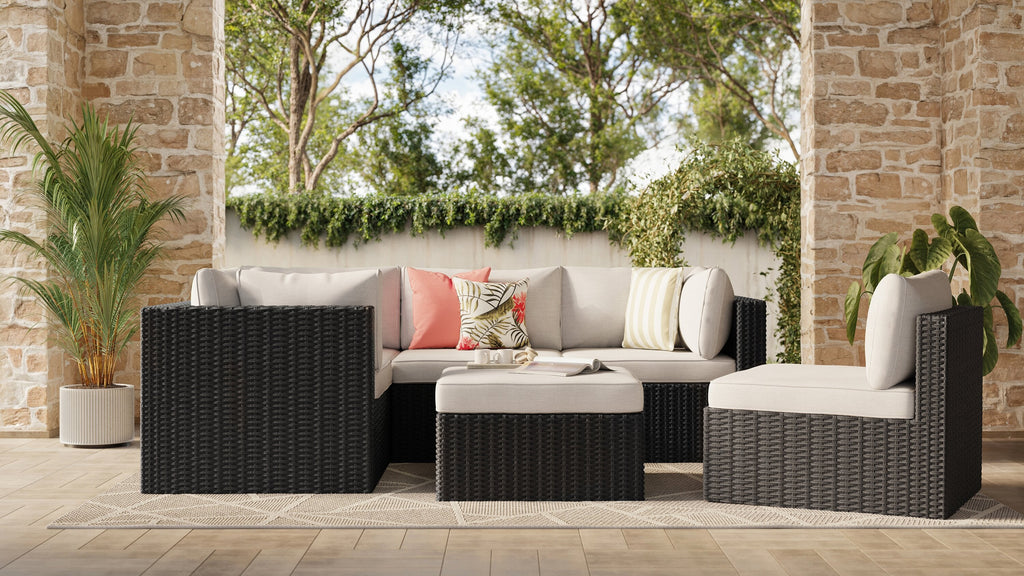 Barbados 6-Piece Patio Set with Ottoman – Grey | Ensemble Barbados 6 pièces pour la terrasse avec pouf - gris