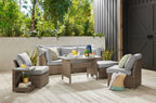 Bermuda 6-Piece Canopy Outdoor Patio Conversation Set - Hand-Woven Resin Wicker, UV & Weather Resistant - Grey | Ensemble de conversation Bermuda 6 pièces avec toit pour la terrasse à l’extérieur - osier en résine tressé à la main - gris