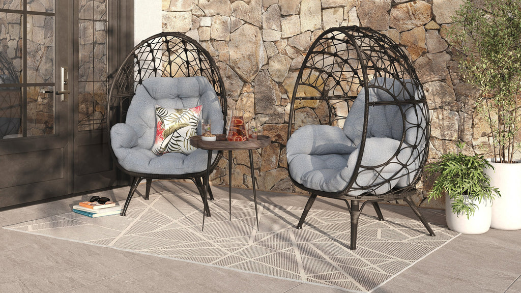 Coco Egg Outdoor Patio Chair - Grey | Fauteuil en forme d’œuf Coco pour la terrasse et l’extérieur - gris