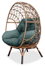 Coco Egg Outdoor Patio Chair - Hand-Woven Resin Wicker, UV & Weather Resistant - Green|Fauteuil en forme d’œuf Coco pour la terrasse à l’extérieur, osier en résine tressé à la main, résistant aux rayons UV et aux intempéries - vert